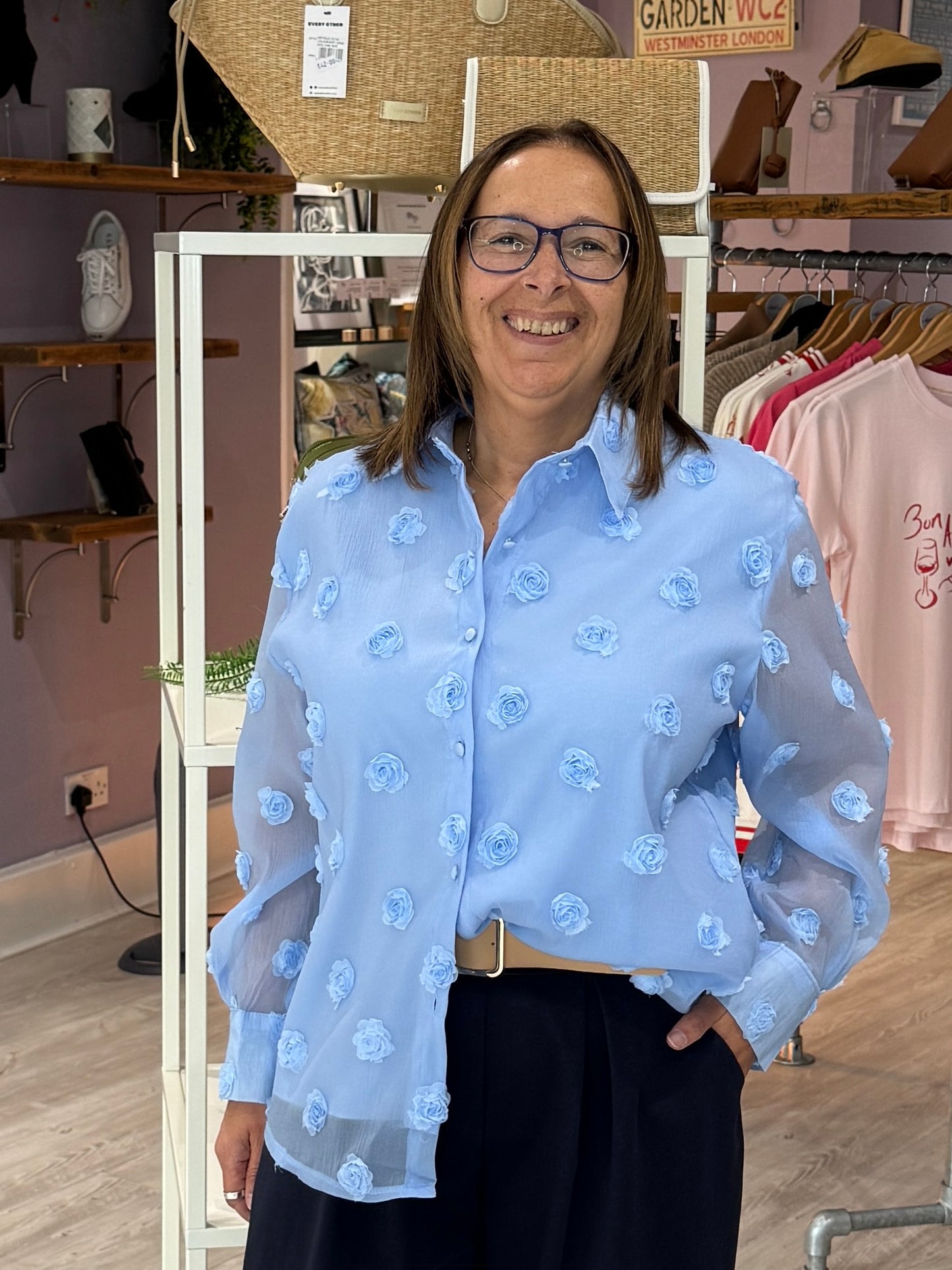 Isla Flower Blouse -Blue