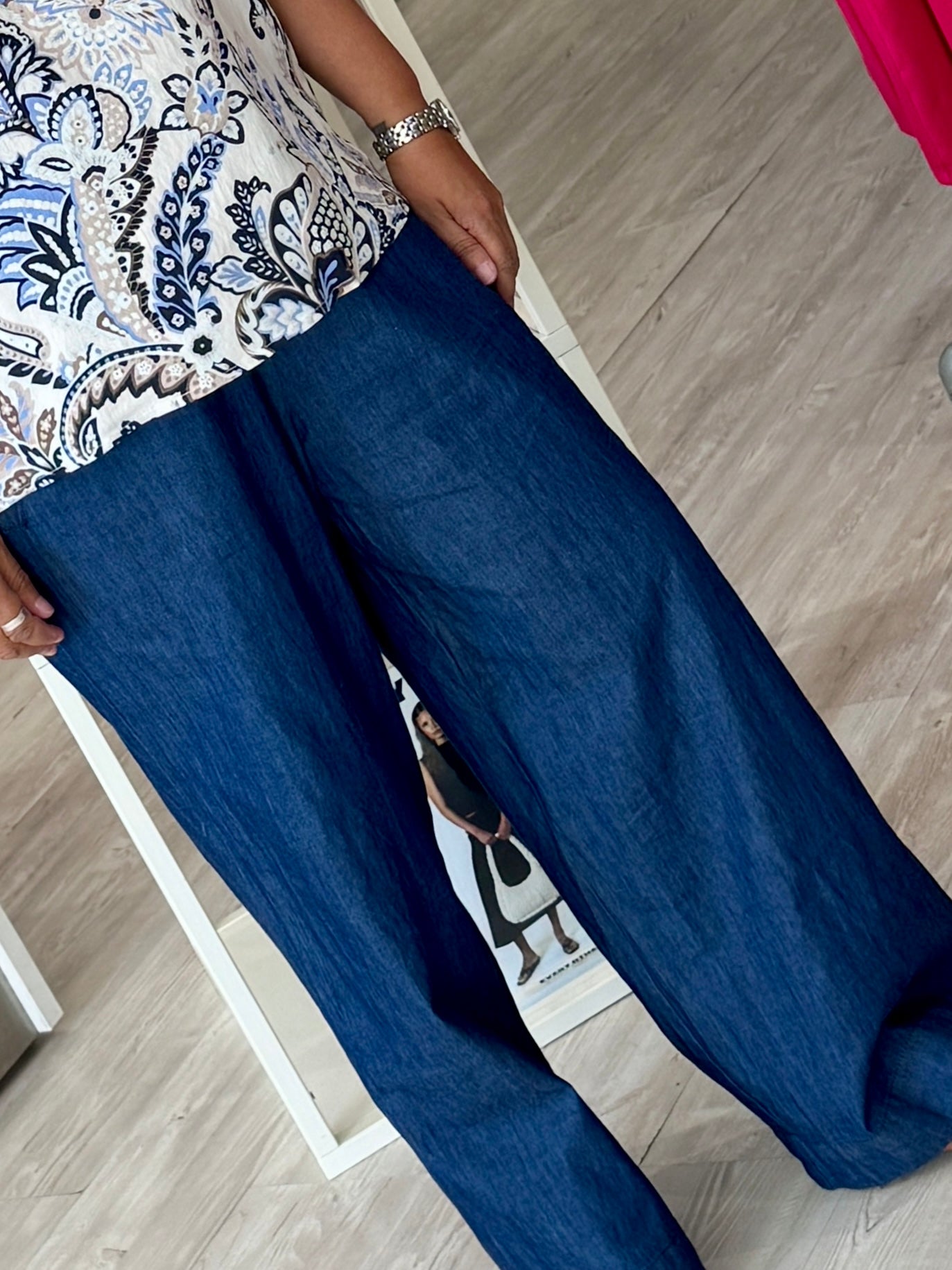 Fransa Larissa Trousers - Mid Blue Denim