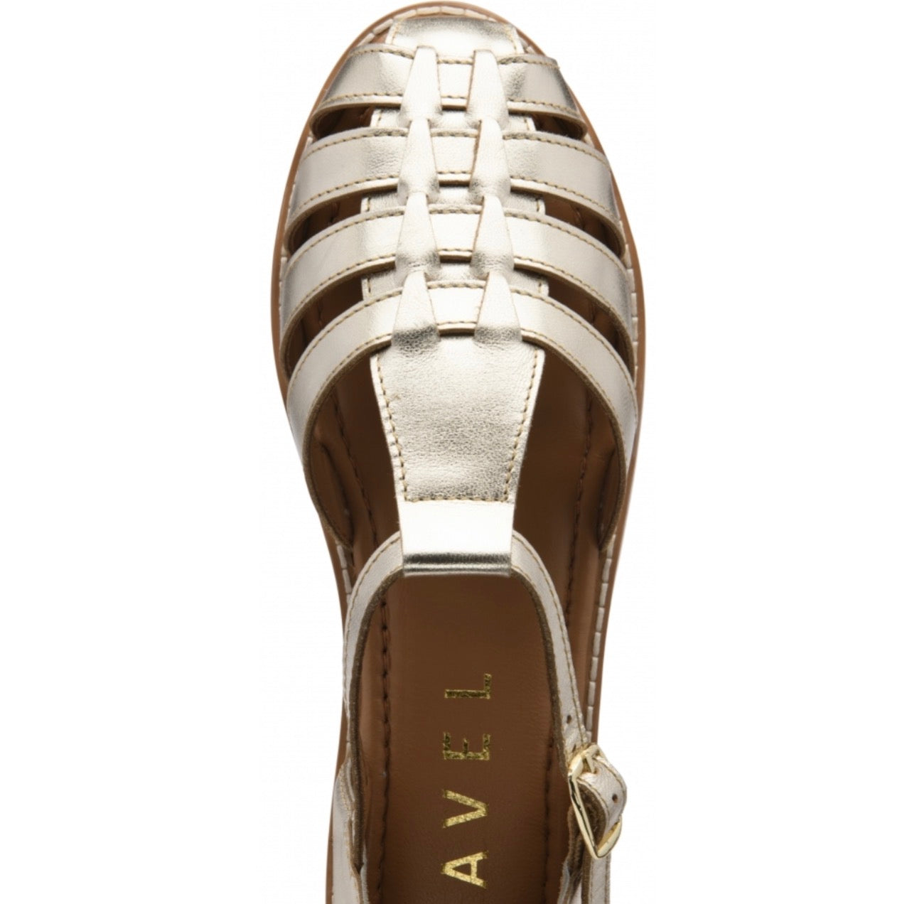 Ravel Gold Foil Leather Swale Fisherman Sandals