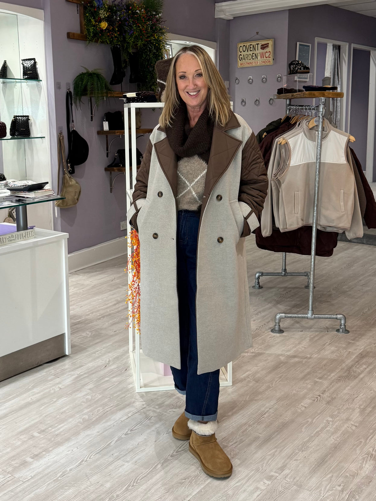 Fransa Ariba Coat - String Mix