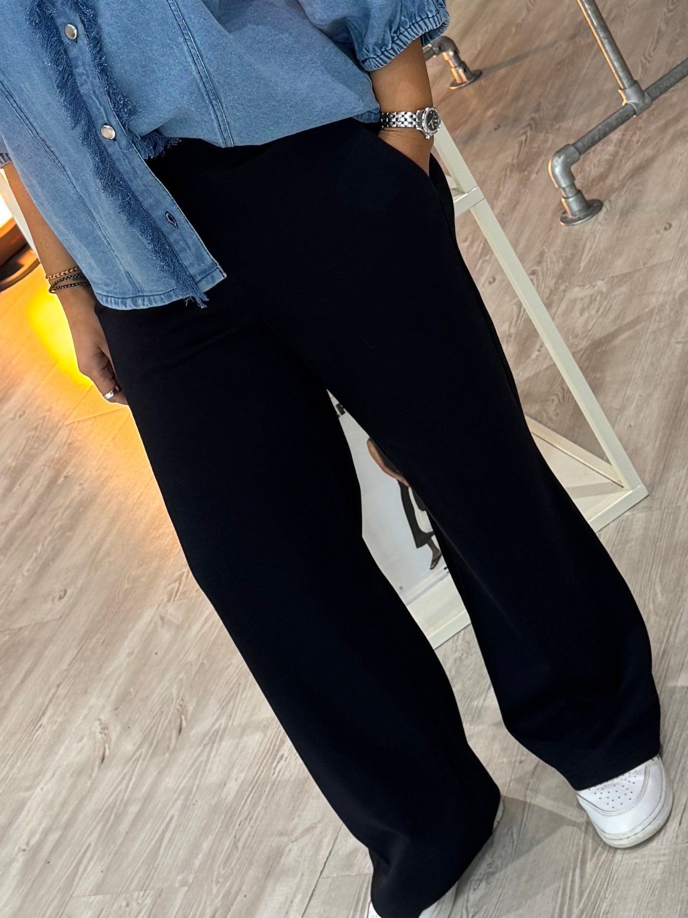 Pinns Wide Leg Trousers - Navy