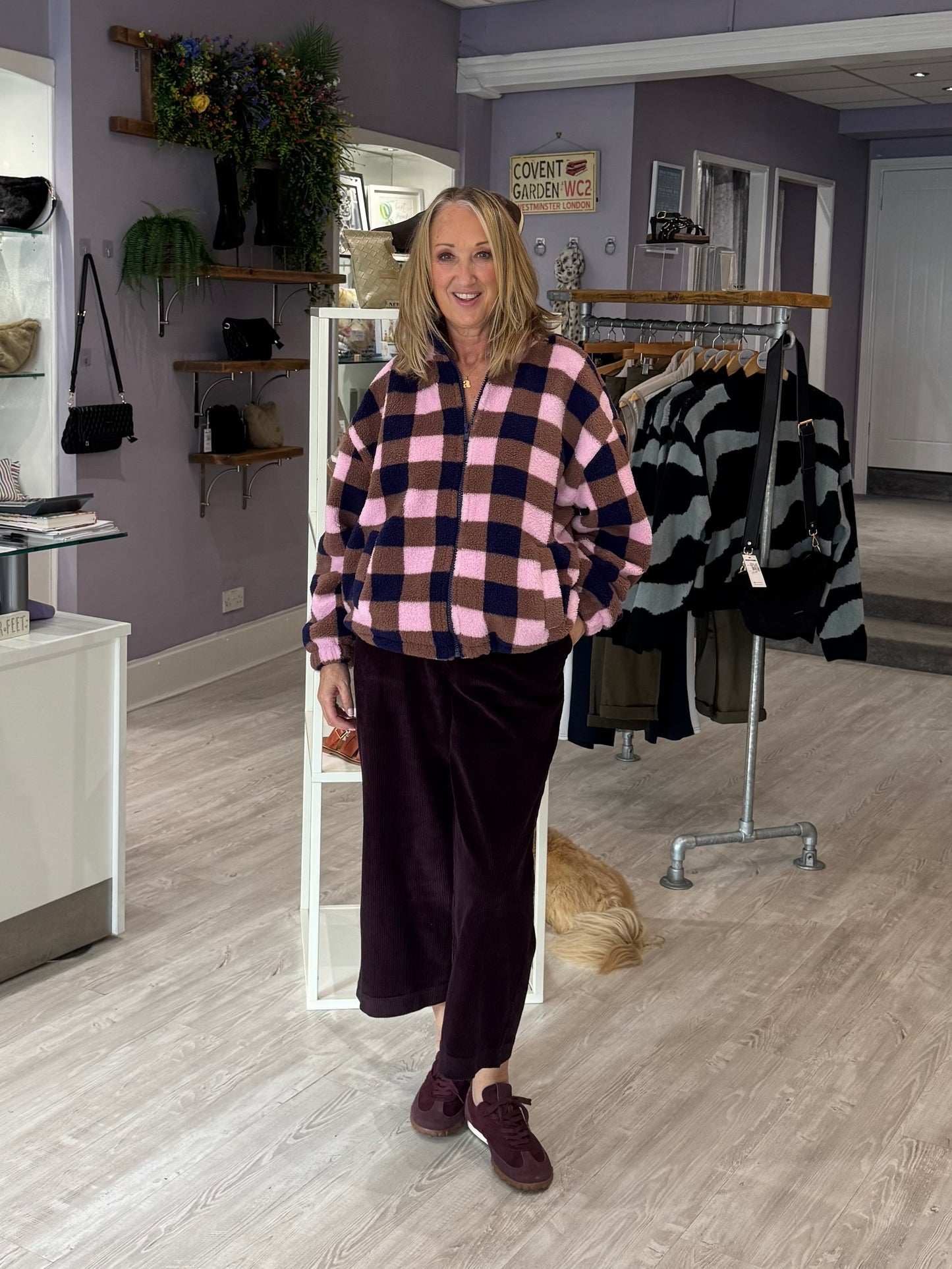 Sugarhill Brighton Hartley Zip Up Fleece - Navy/Pink Check