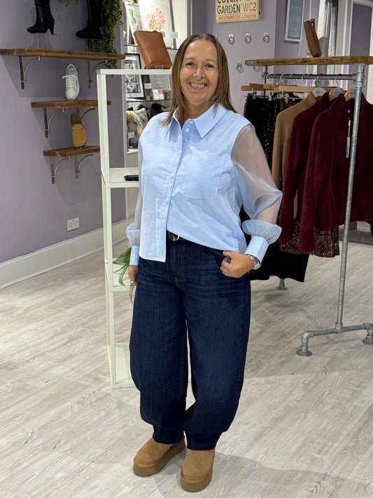 Numph Lenora Organza Shirt - Hydrangea