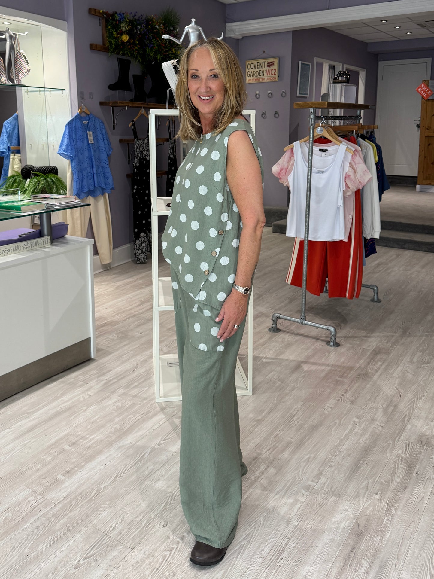 Fallon Trouser Suit - Sage Green