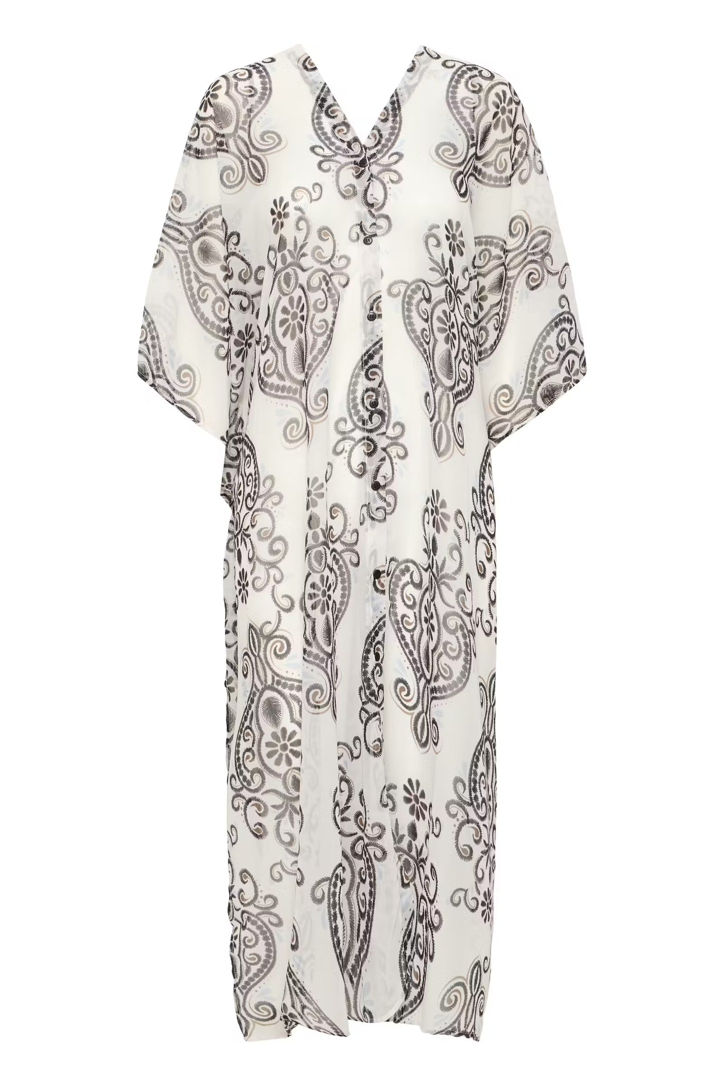 Fransa Natalia Kaftan Dress - Boho Muse White/Black