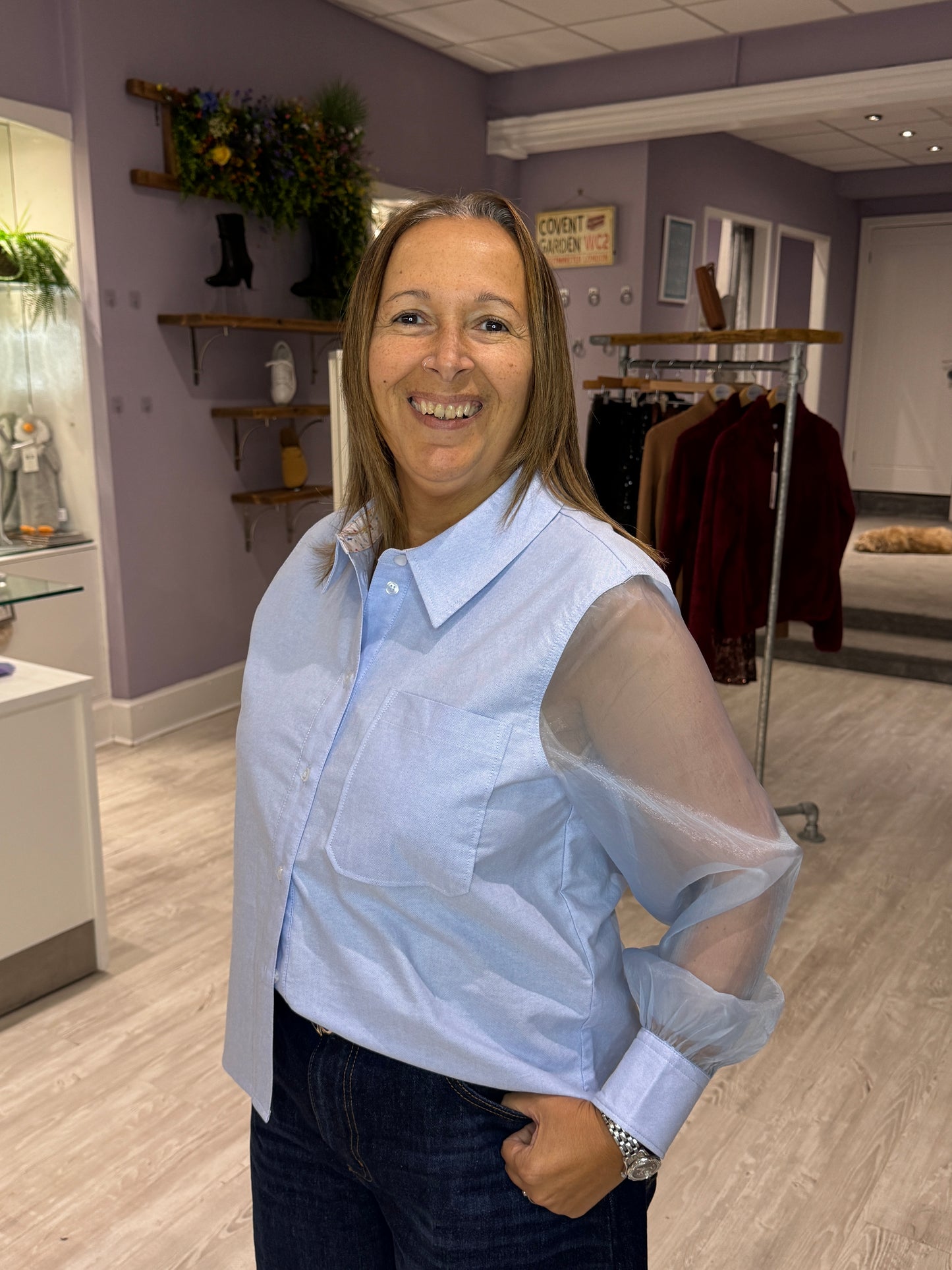 Numph Lenora Organza Shirt - Hydrangea