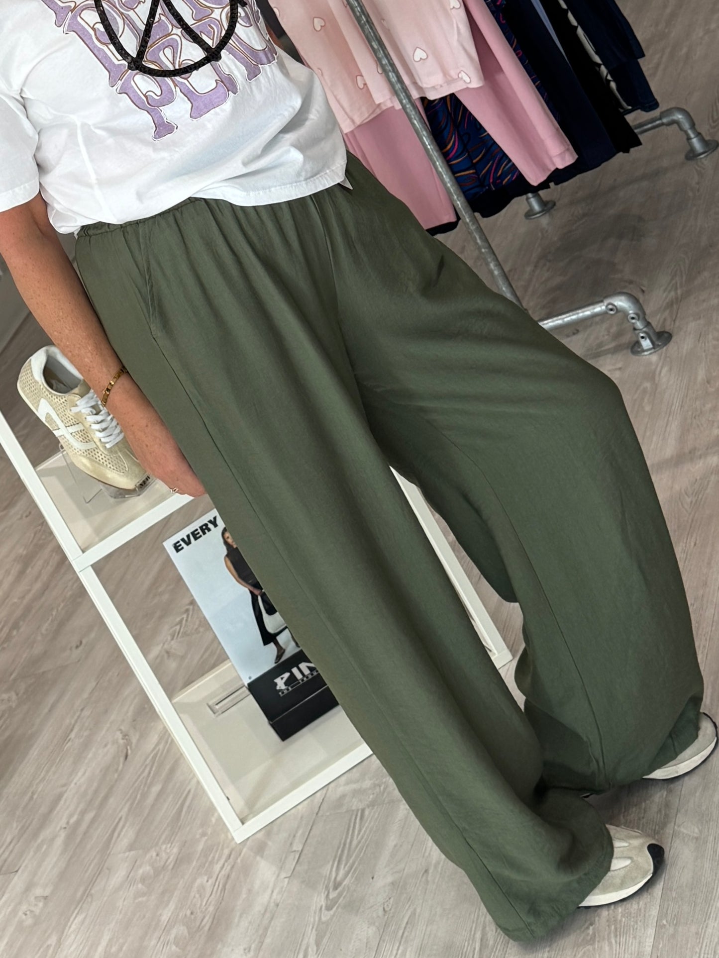 Eden Wide Leg Trousers - Khaki