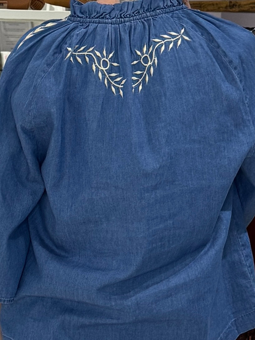 Saint Tropez Onaya Blouse - Medium Blue Denim