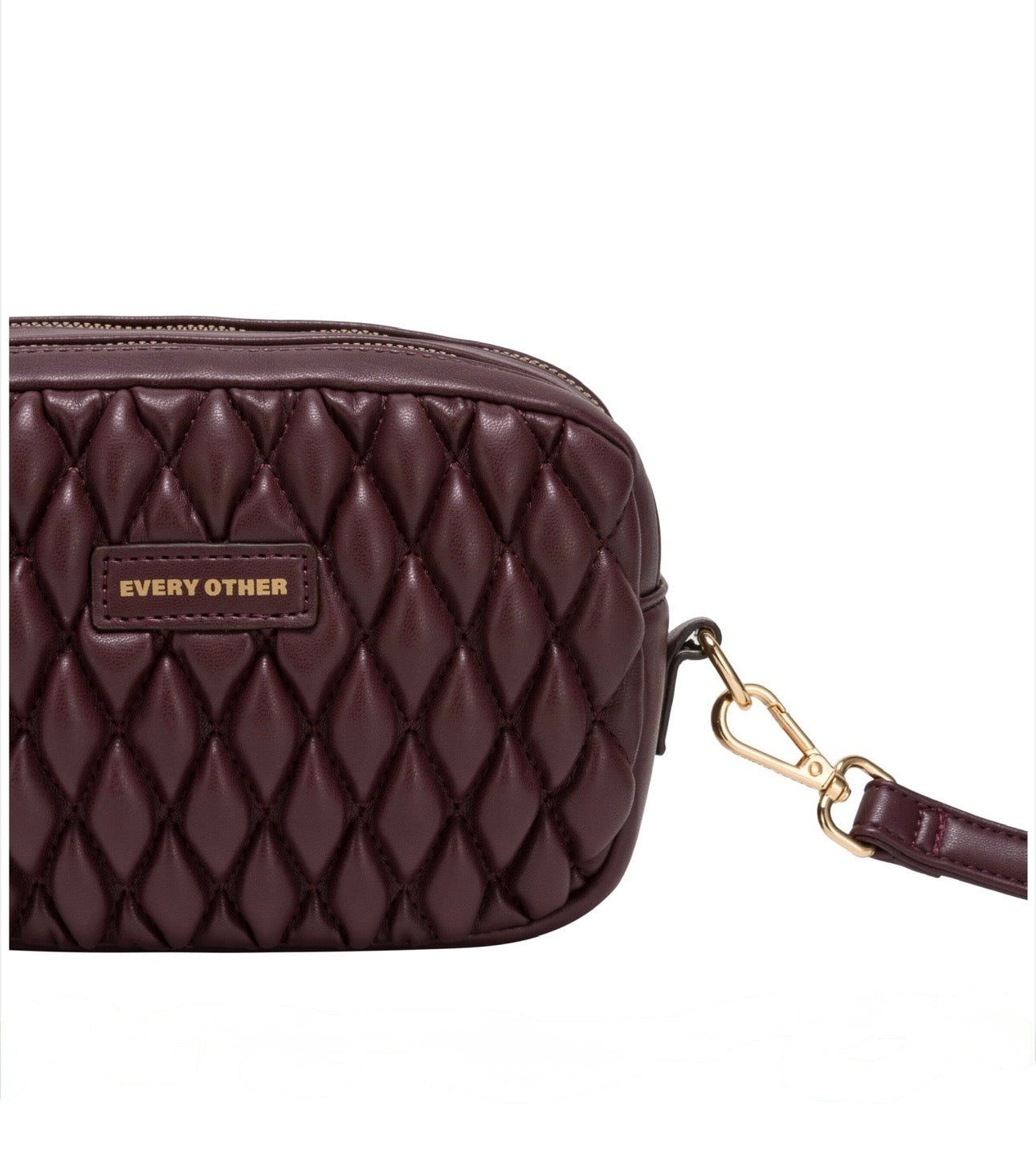 Every Other Quilted Camera Cross Body Bag - Burgundy