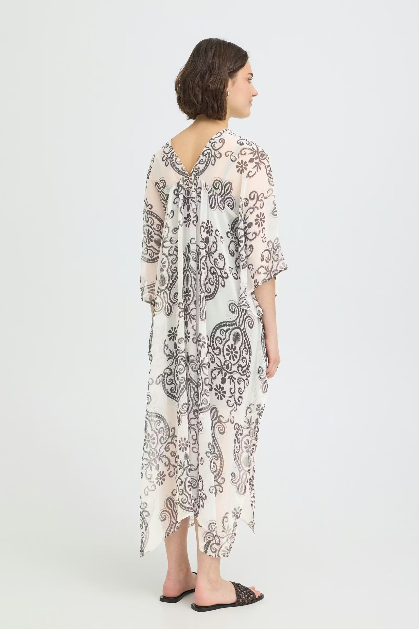 Fransa Natalia Kaftan Dress - Boho Muse White/Black
