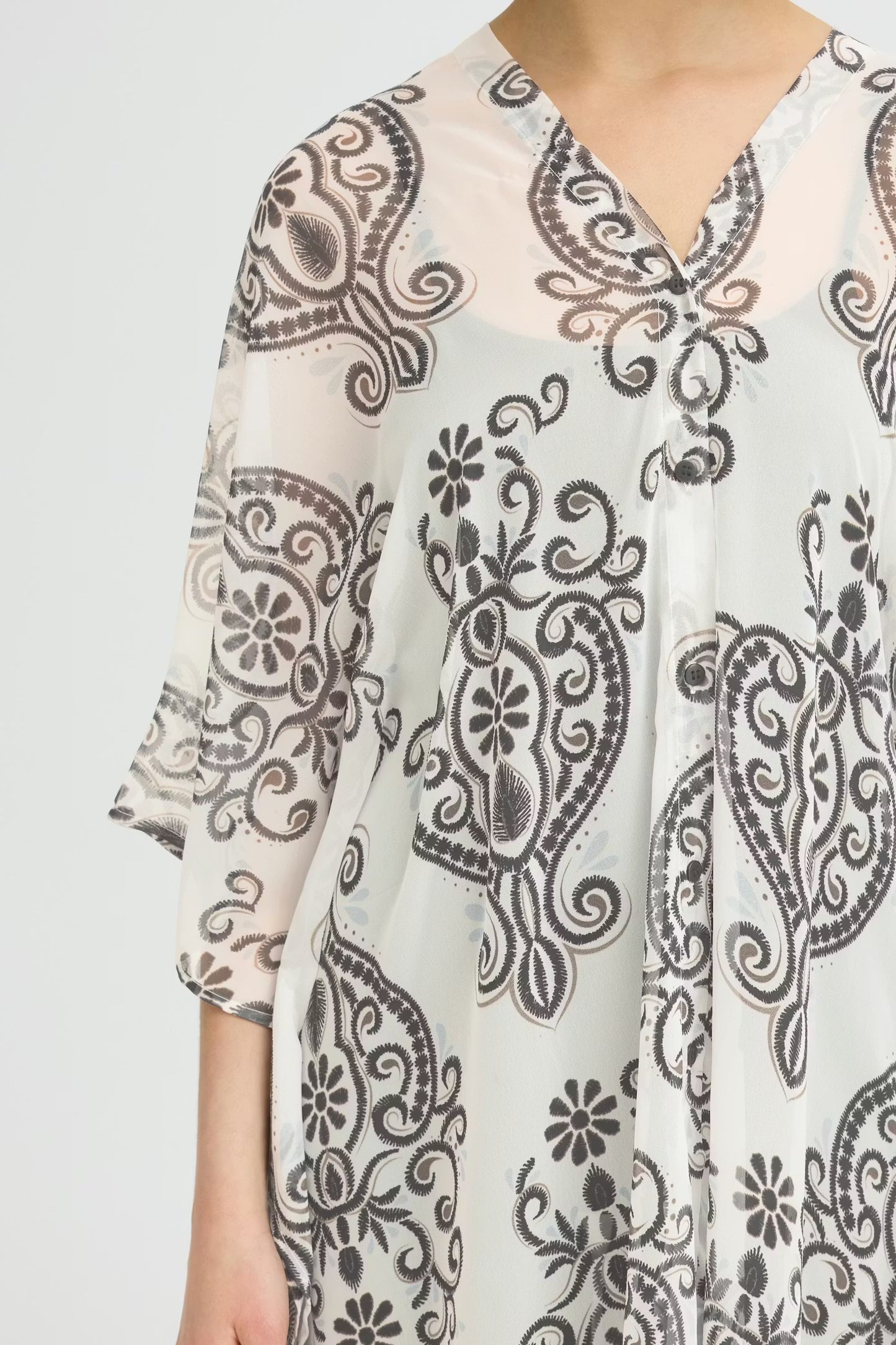 Fransa Natalia Kaftan Dress - Boho Muse White/Black