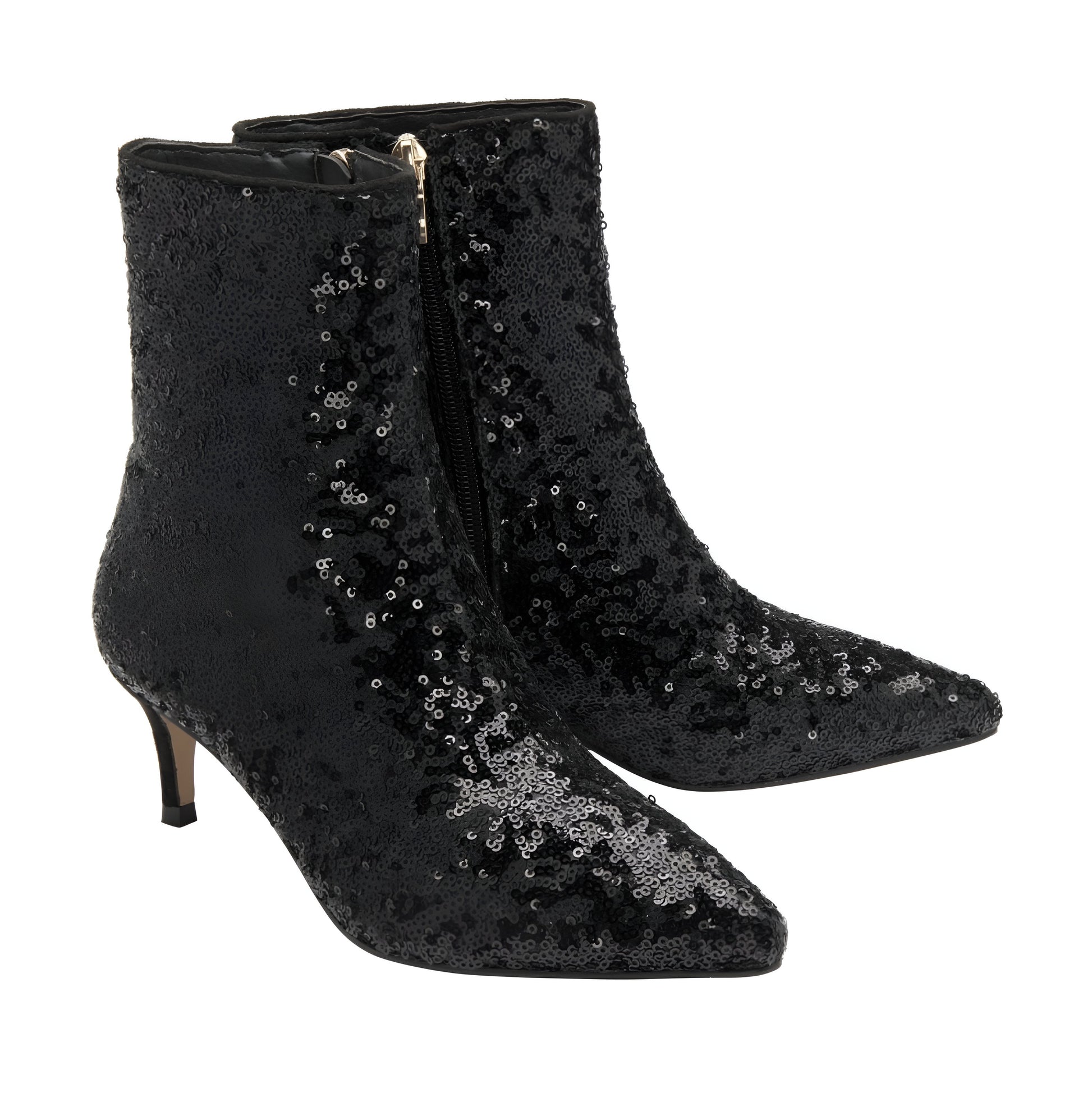 Ravel Black Sequin Currans Pointed-Toe Ankle Boots
