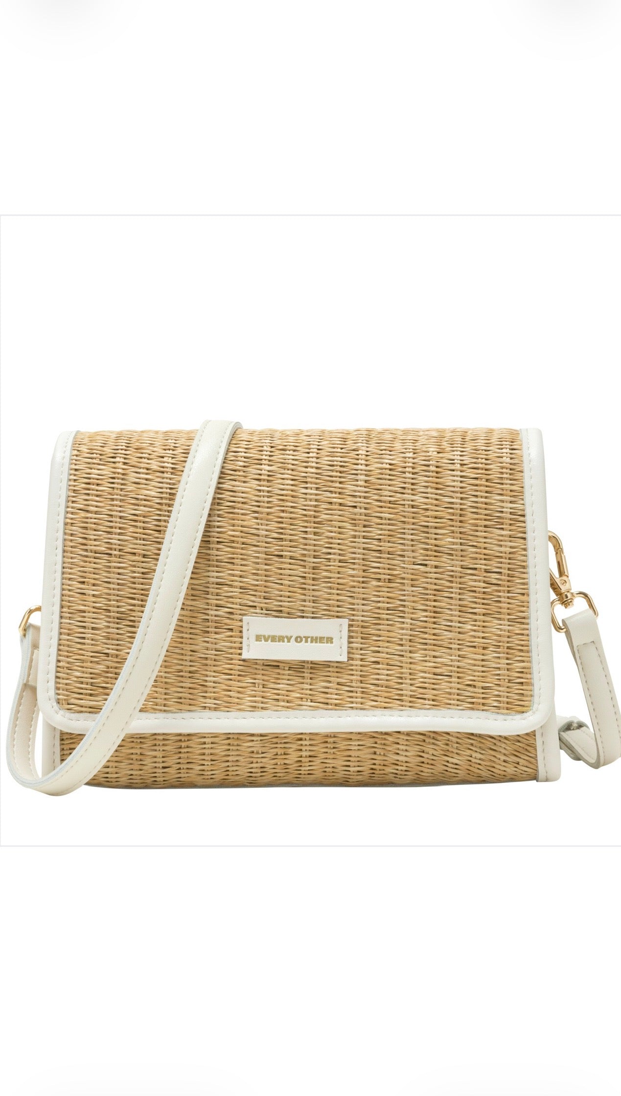 Every Other Straw Flap Over Cross Body Bag