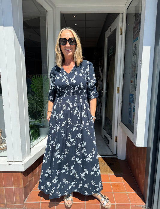 Fransa Lalu Dress - Scatter Floral Salute/Blue