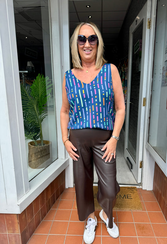 Sugarhill Brighton Romy Vest Top - Blue, Broken Lines