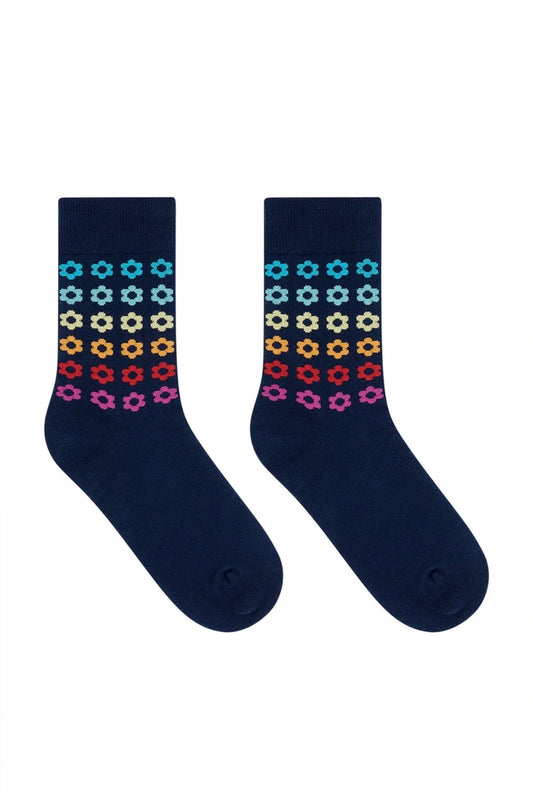 Sugarhill Brighton Socks - Navy Flowers