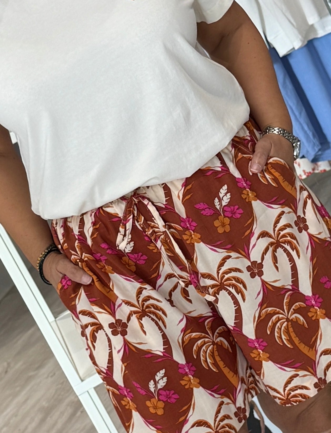 Sugarhill Brighton Patty Shorts - Browns, Palm Waves Tile