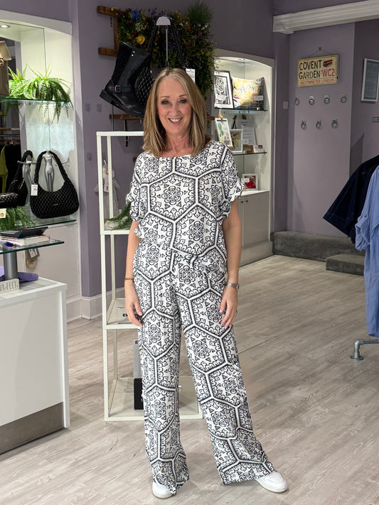 Fransa Oline Trousers - Black Boho Art