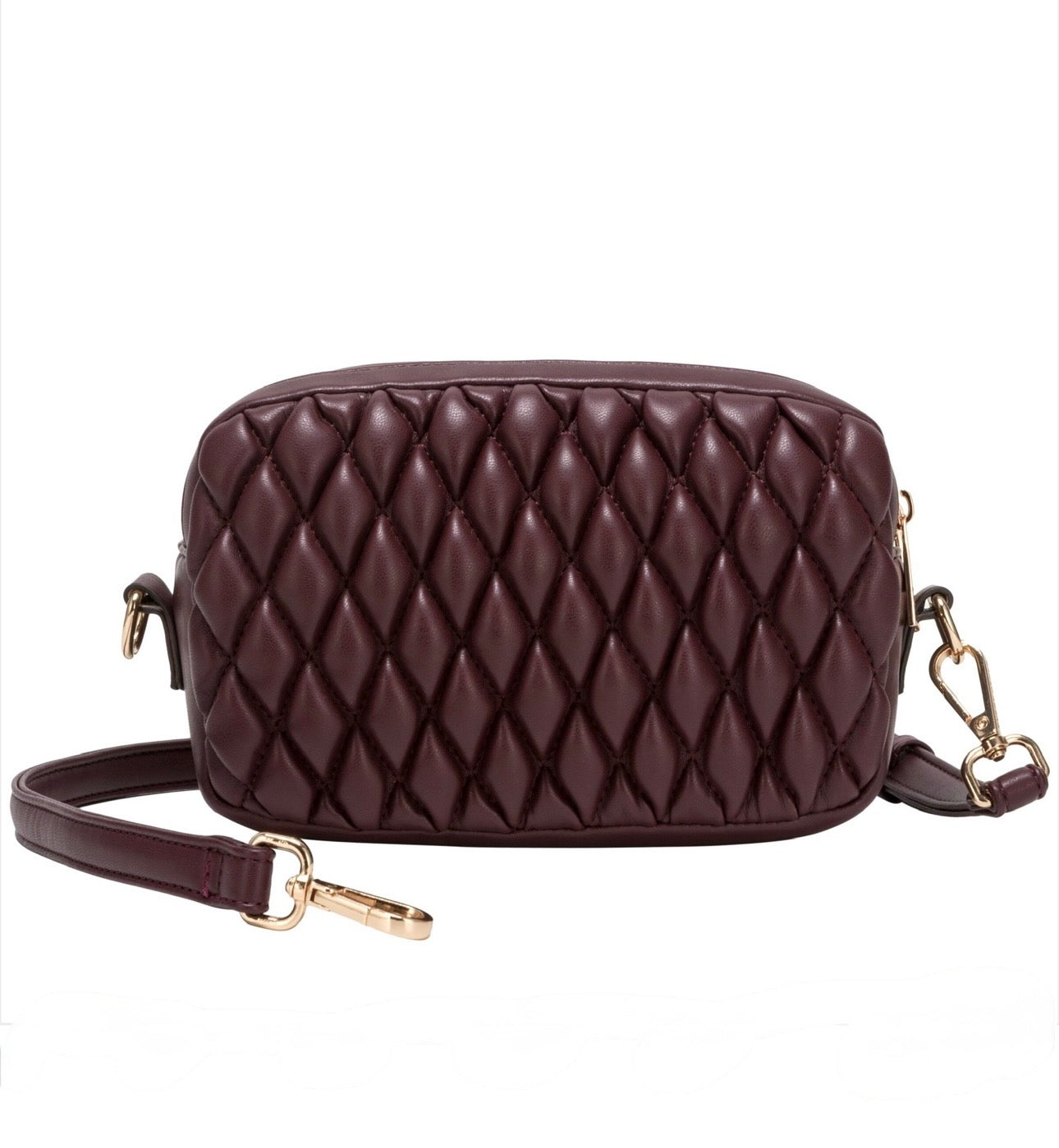 Every Other Quilted Camera Cross Body Bag - Burgundy