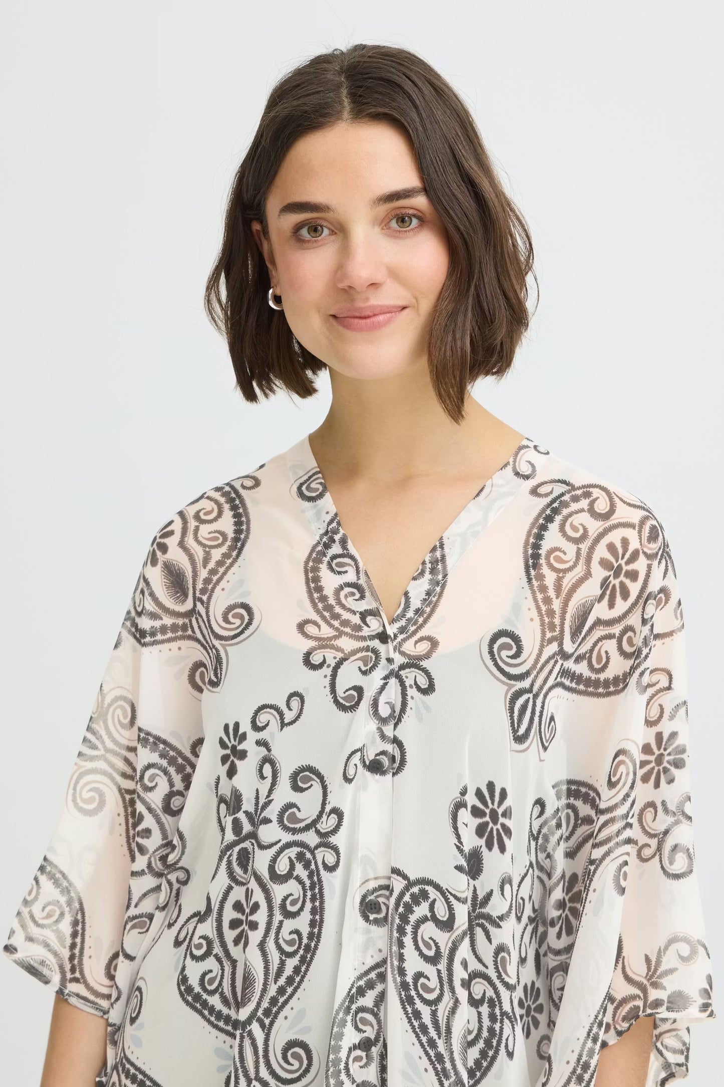 Fransa Natalia Kaftan Dress - Boho Muse White/Black