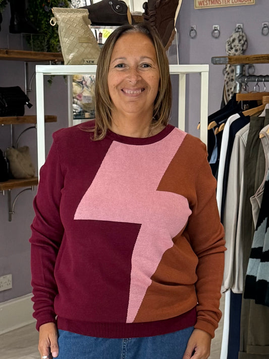 Sugarhill Brighton Rita Jumper - Lightening Divide - Burgandy