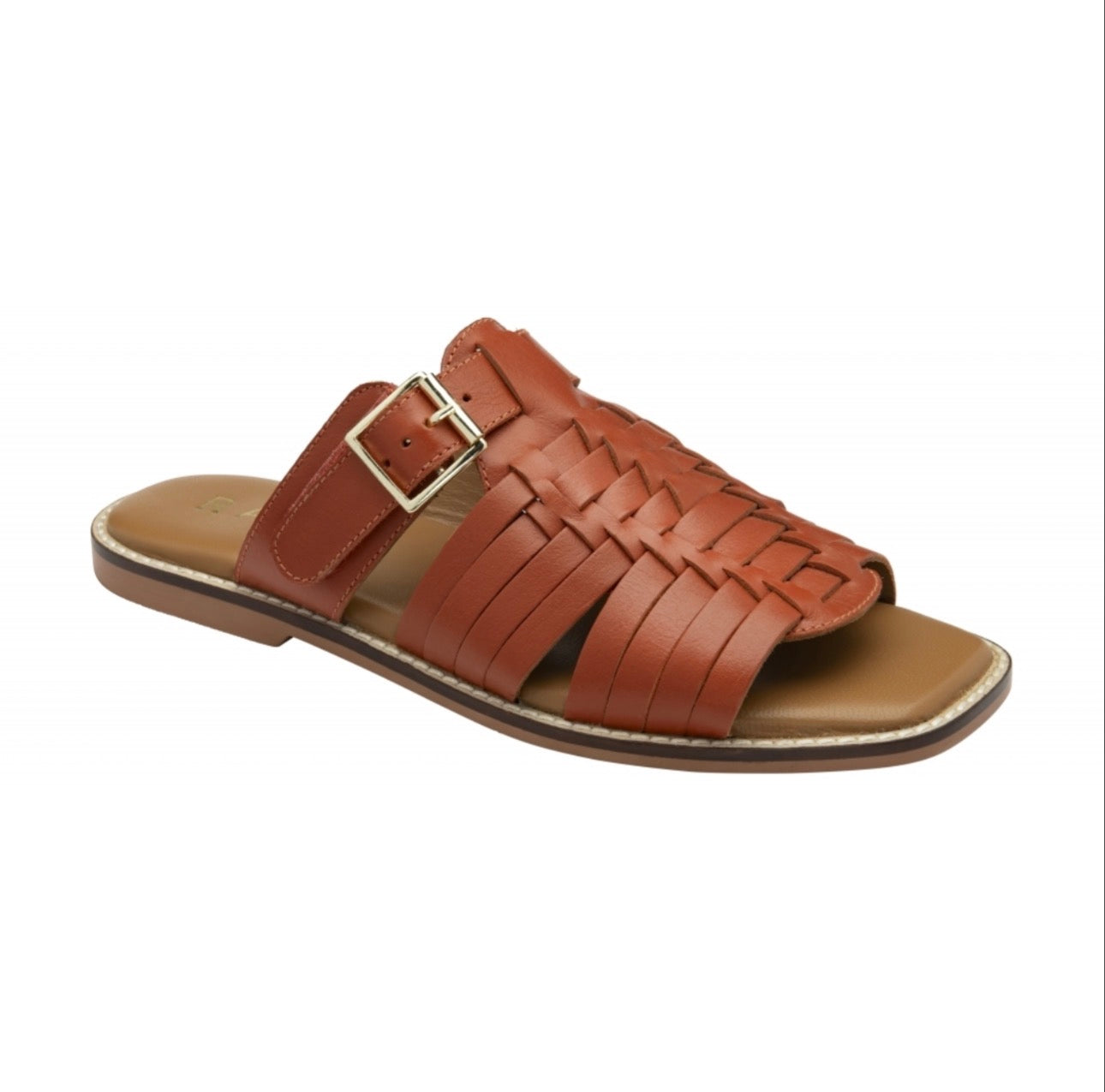 Ravel Orange Leather Dene Flat Mule Sandals