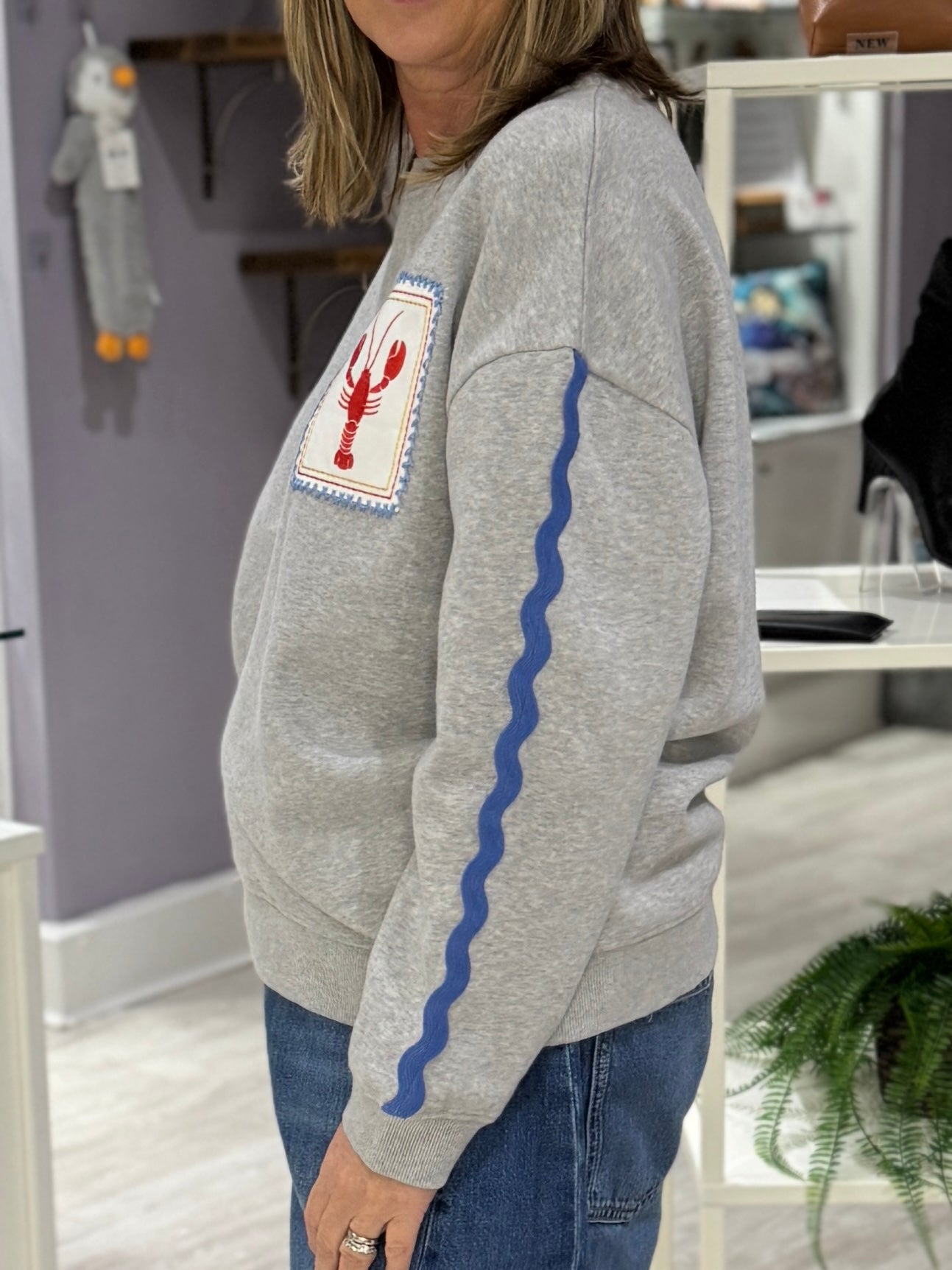 Eadie Relaxed Sweatshirt - Grey Marl, Lobster