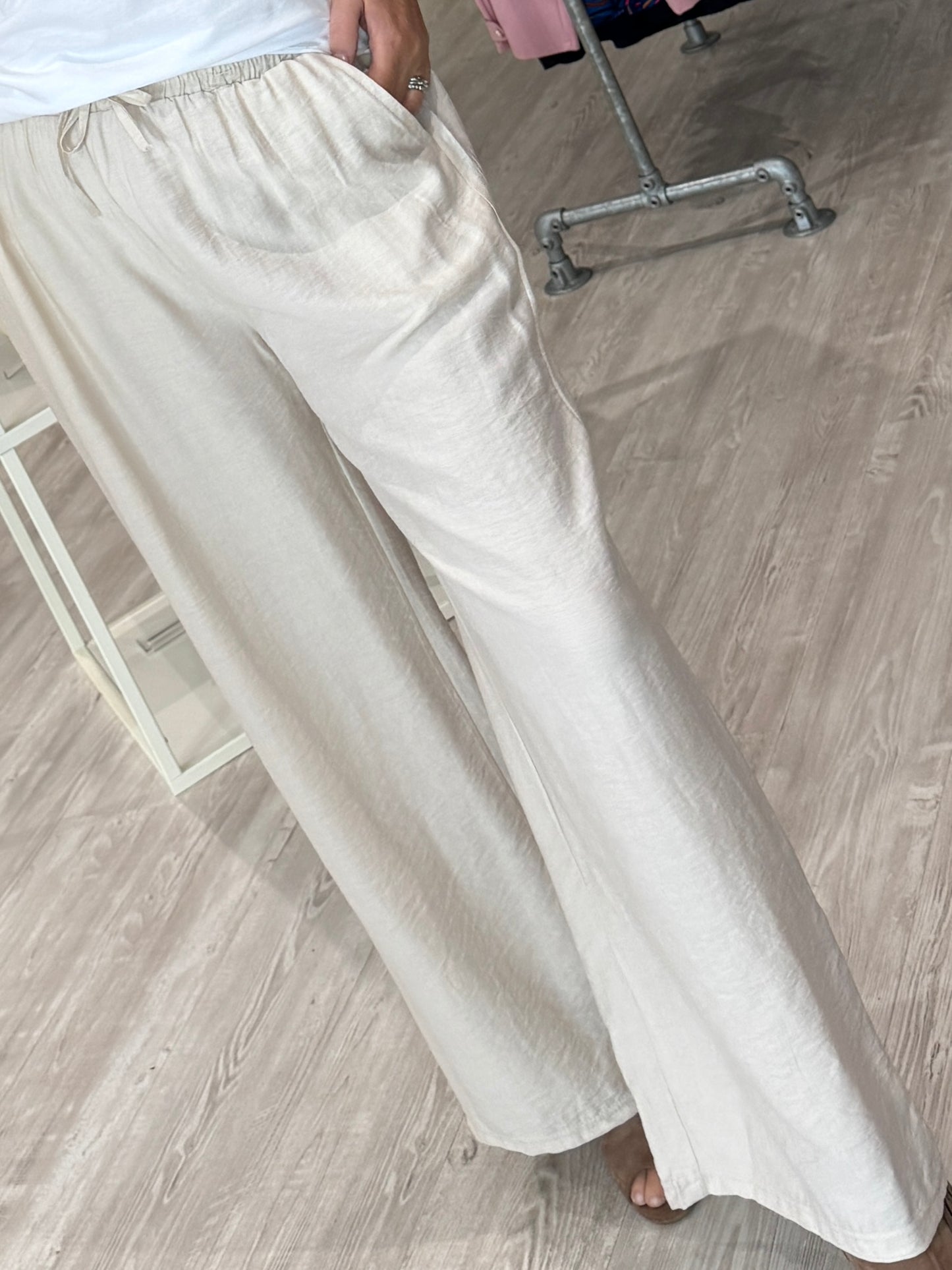 Eden Wide Leg Trousers - Stone