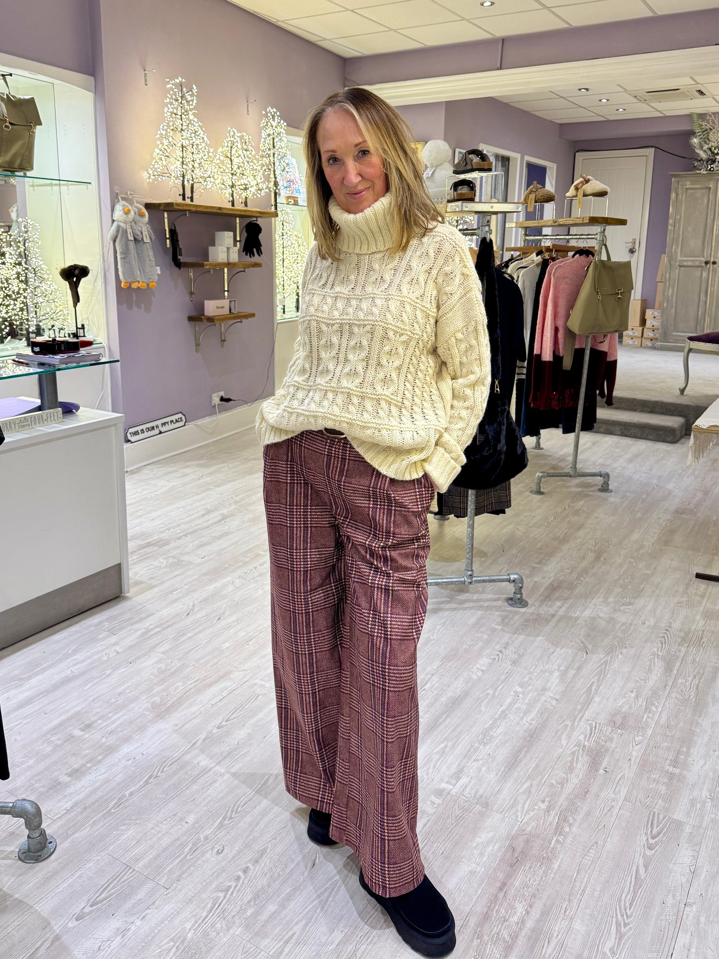 Nora Wide Leg Trousers - Red