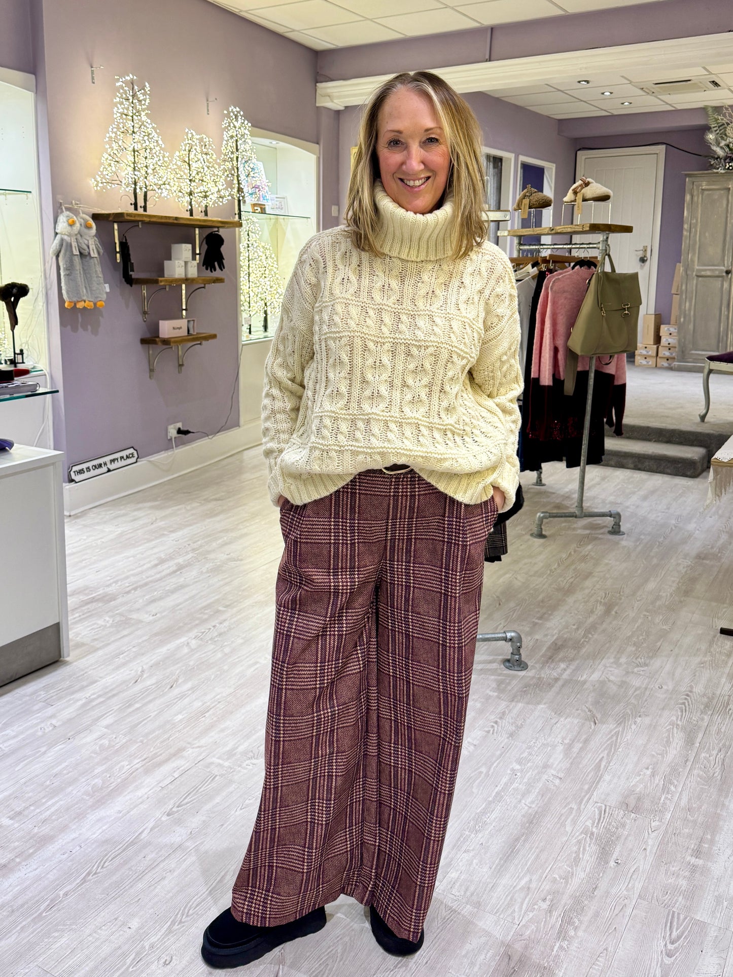 Nora Wide Leg Trousers - Red