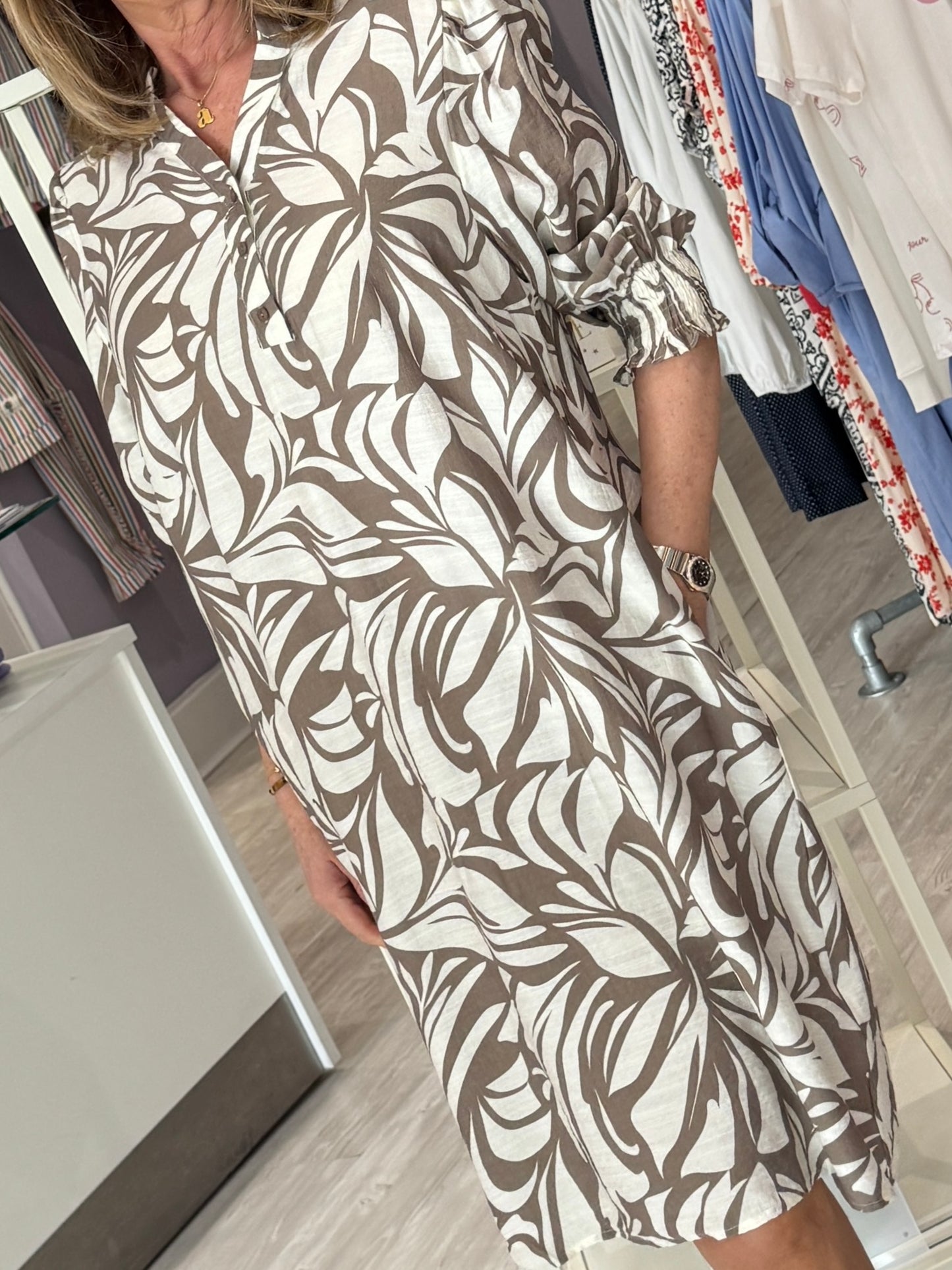 Fransa Ariana Dress - Floral Reverie M. Trail / Brown