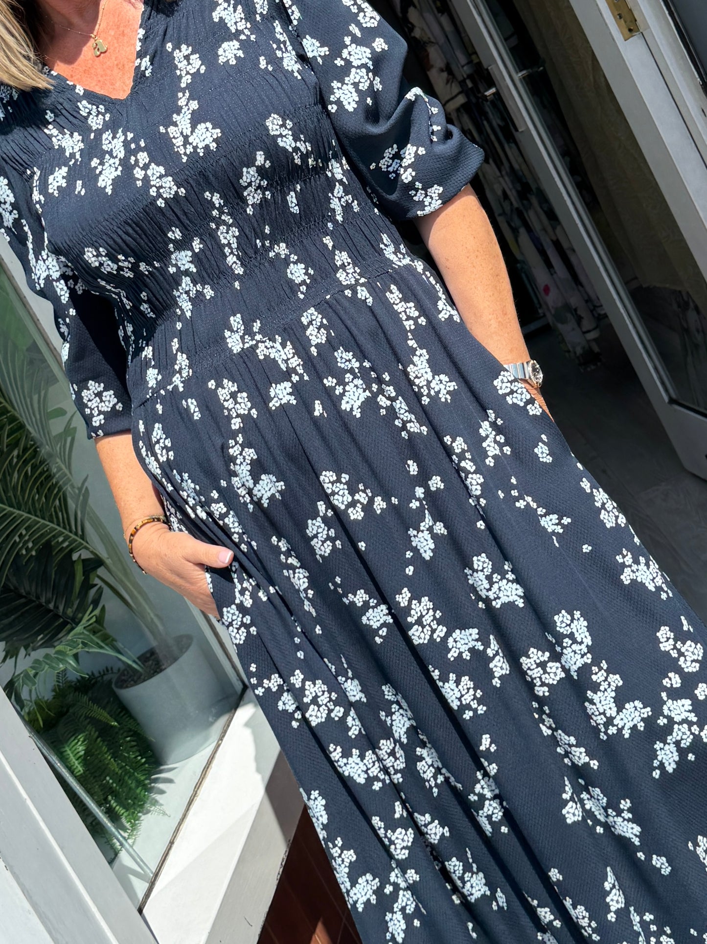 Fransa Lalu Dress - Scatter Floral Salute/Blue