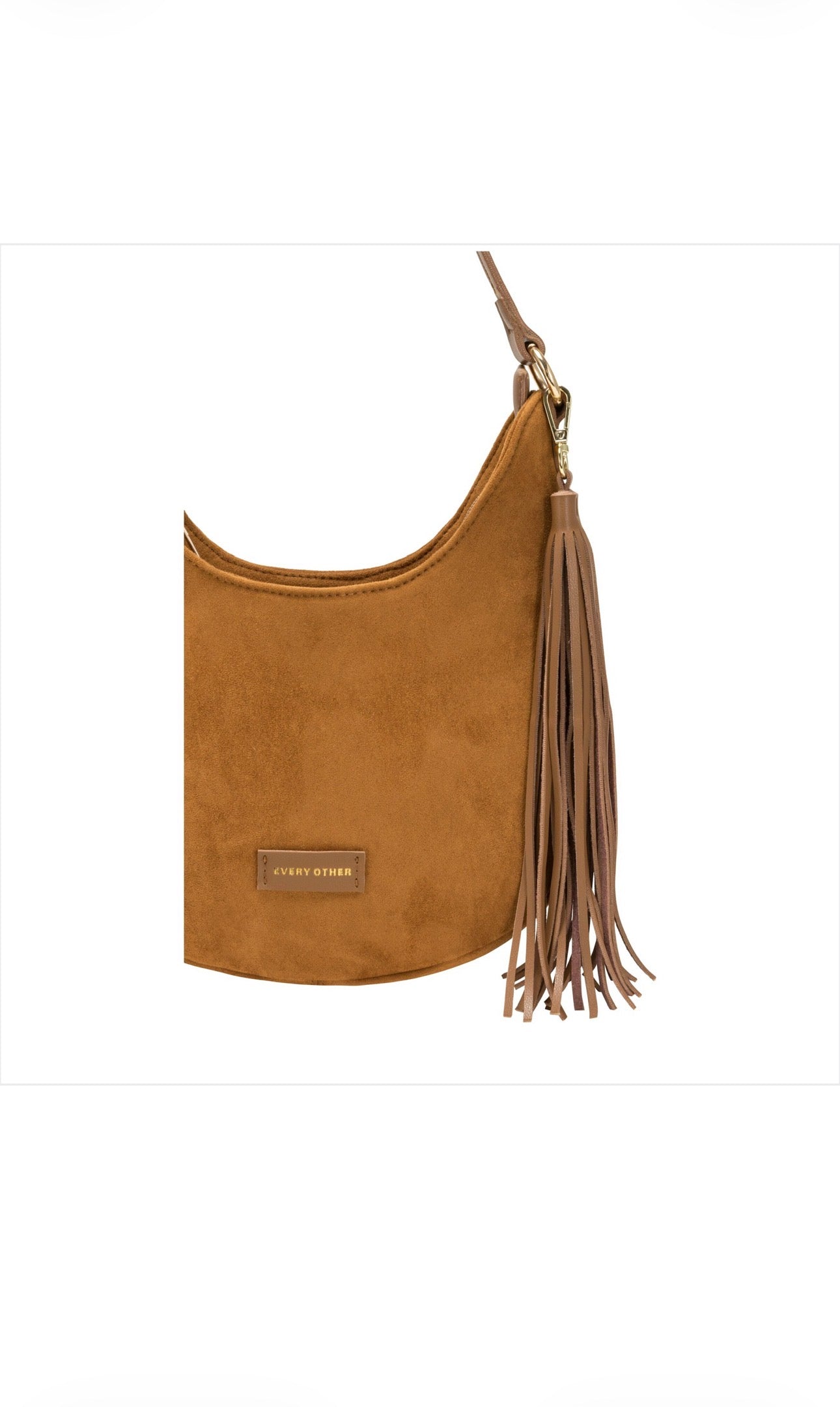 Every Other Medium Scoop Top Tassel Bag - Tan