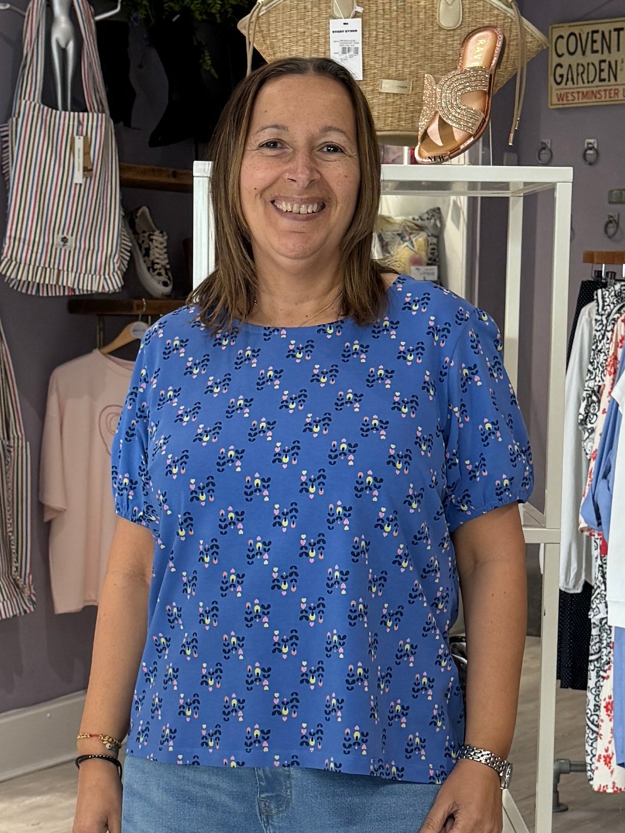 Sugarhill Brighton Lexley Jersey Top - Blue, Folklore Twist