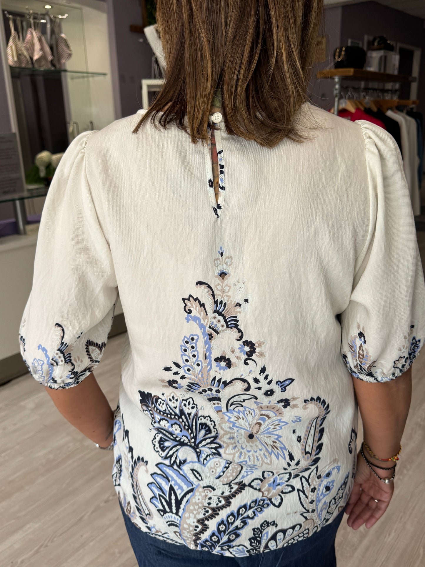 Fransa Adara Blouse - Blue Paisle