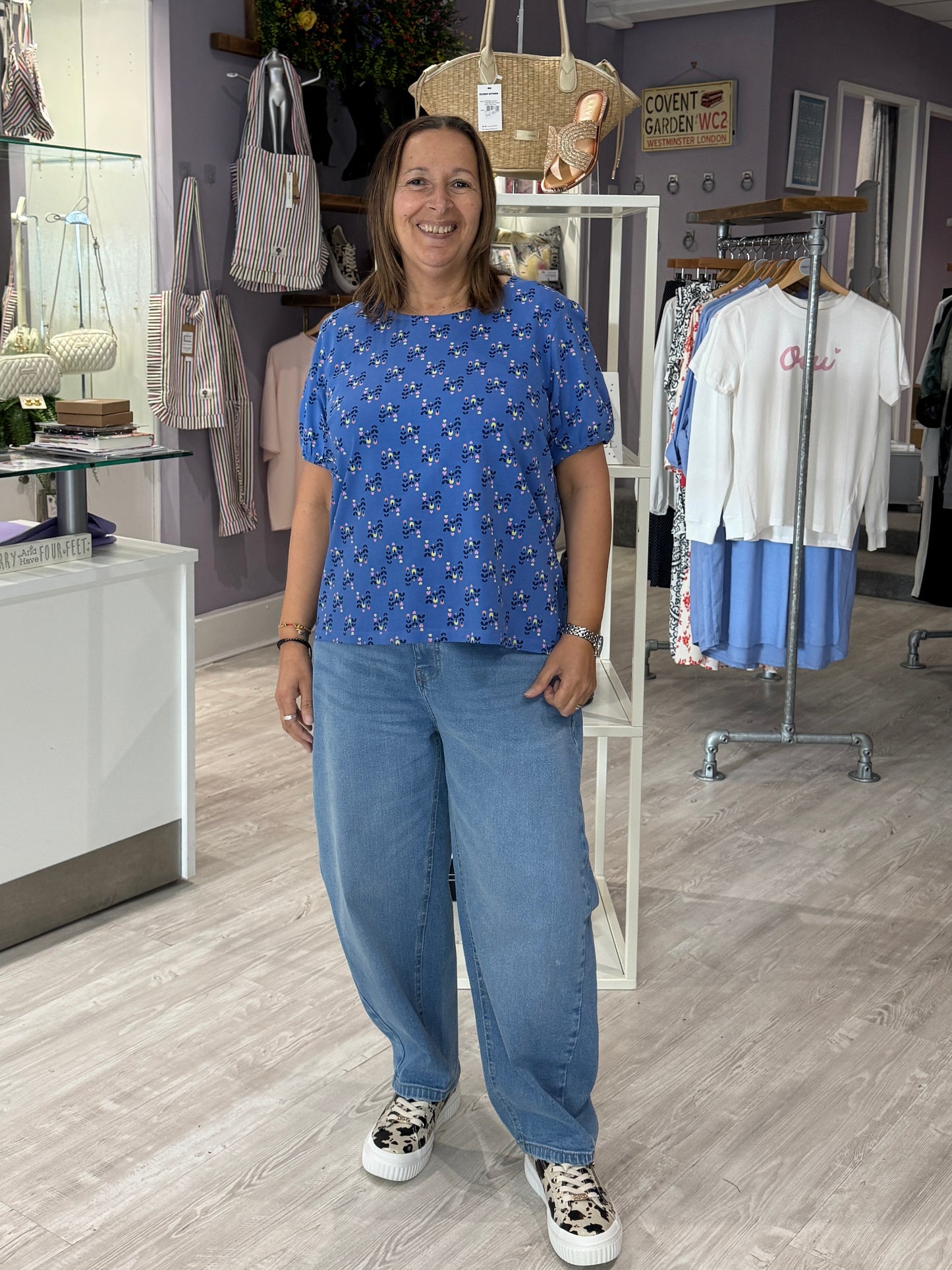 Sugarhill Brighton Lexley Jersey Top - Blue, Folklore Twist