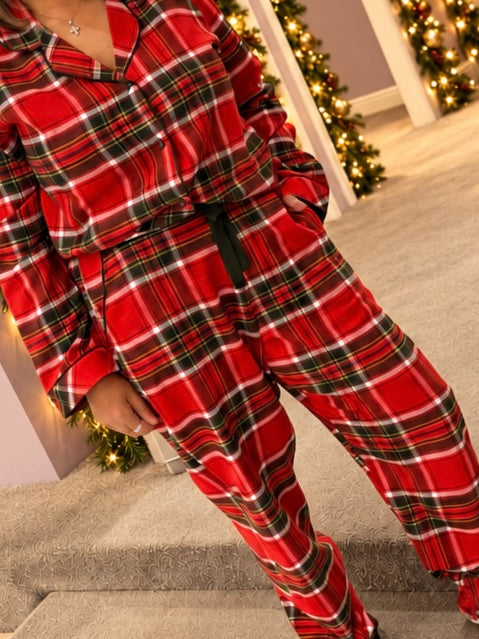 Cyberjammies Womens Red Brushed Check Pyjama Set