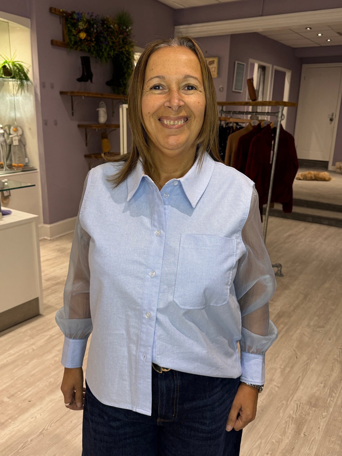 Numph Lenora Organza Shirt - Hydrangea