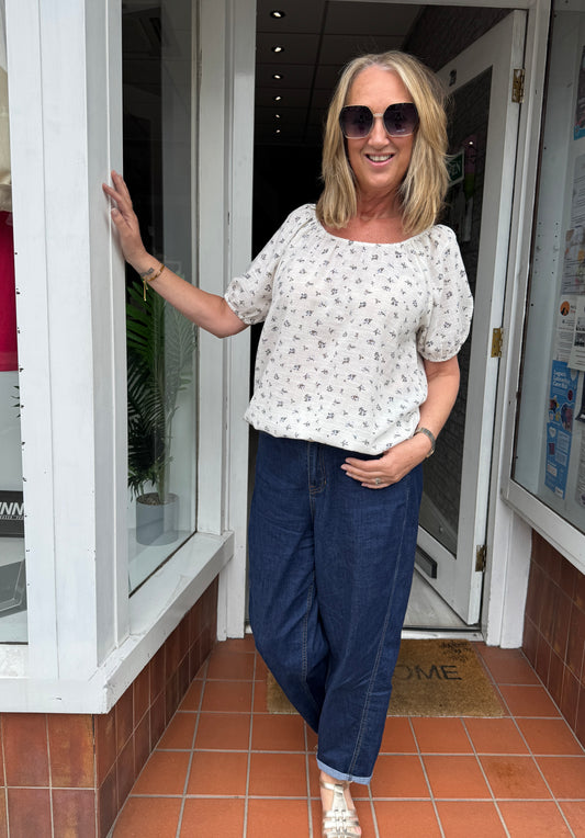 Fransa Bobbi Blouse - Cream and Brown