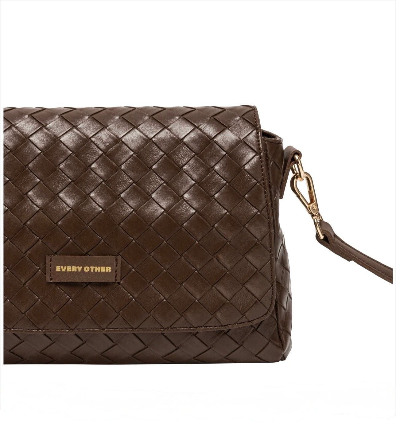 Every Other Flap Over Shoulder Clutch Cross Body Bag - Brown