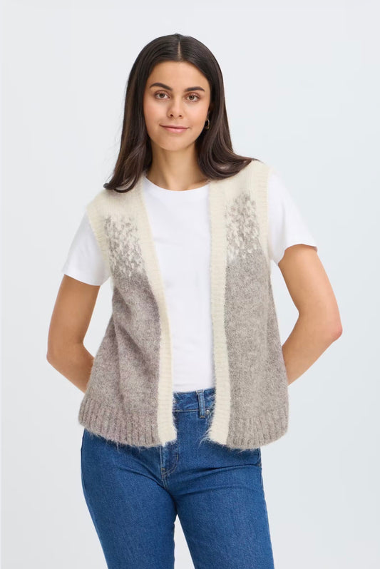 Fransa Tye Waistcoat - Driftwood Mix/Grey