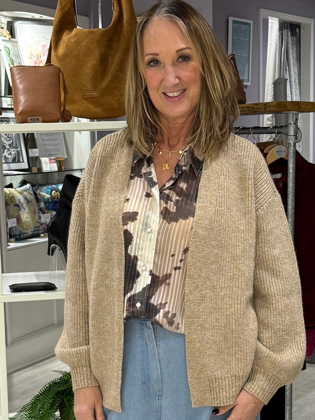 Saint Tropez Ottoline Open Cardigan - Tannin Melange