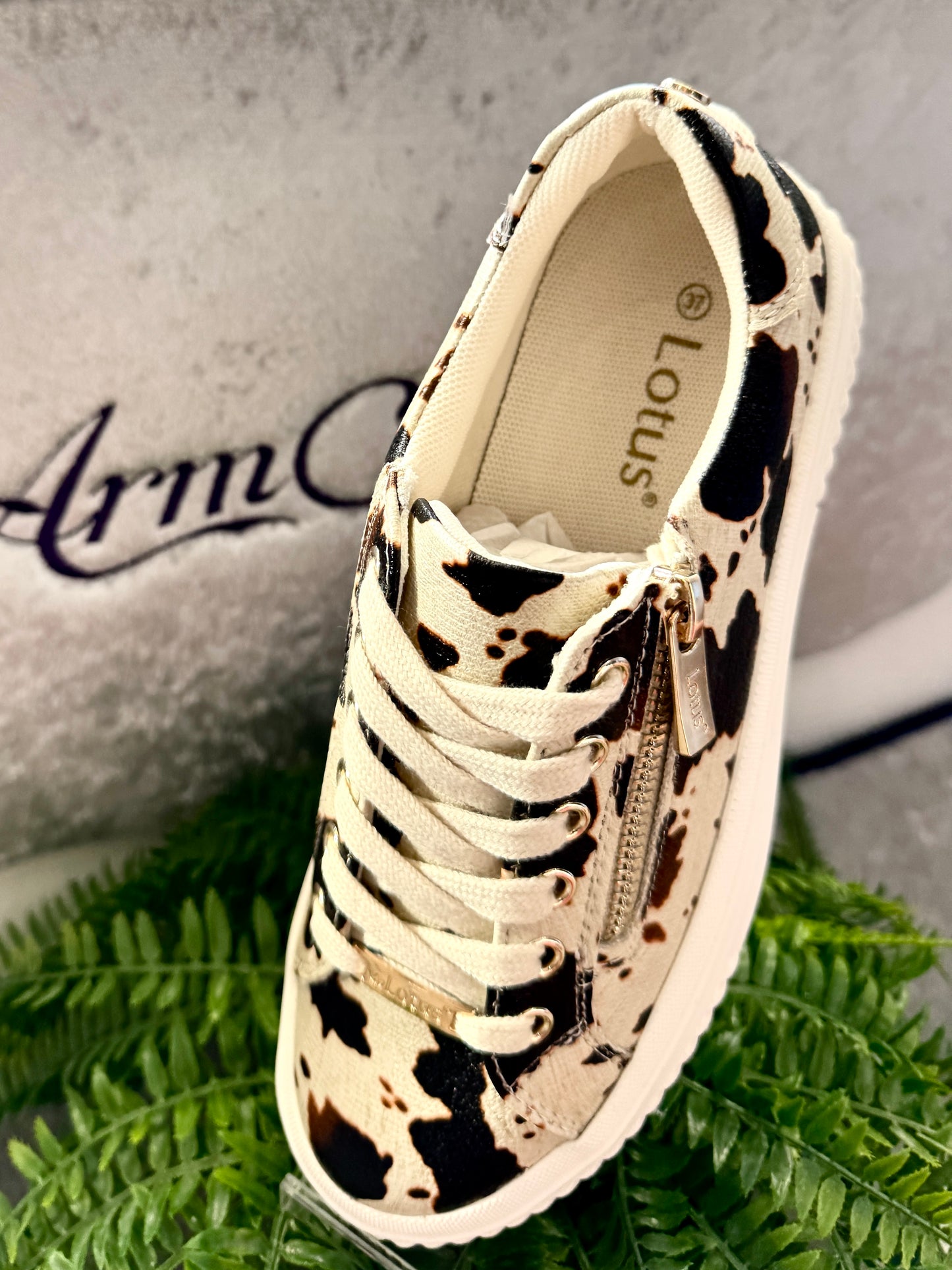 Lotus Cow Print Alexa Trainers