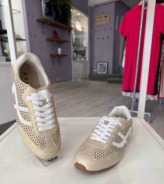 Ravel Gold Leather Lemmel Lace-Up Trainers