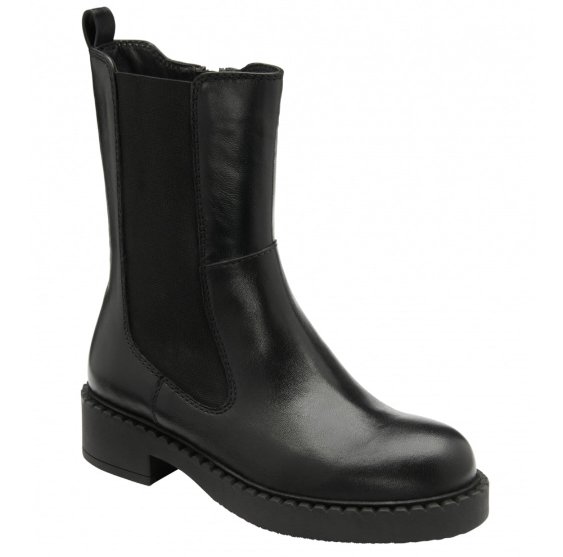 Ravel Black Leather Garvie Zip-Up Mid-Calf Boots