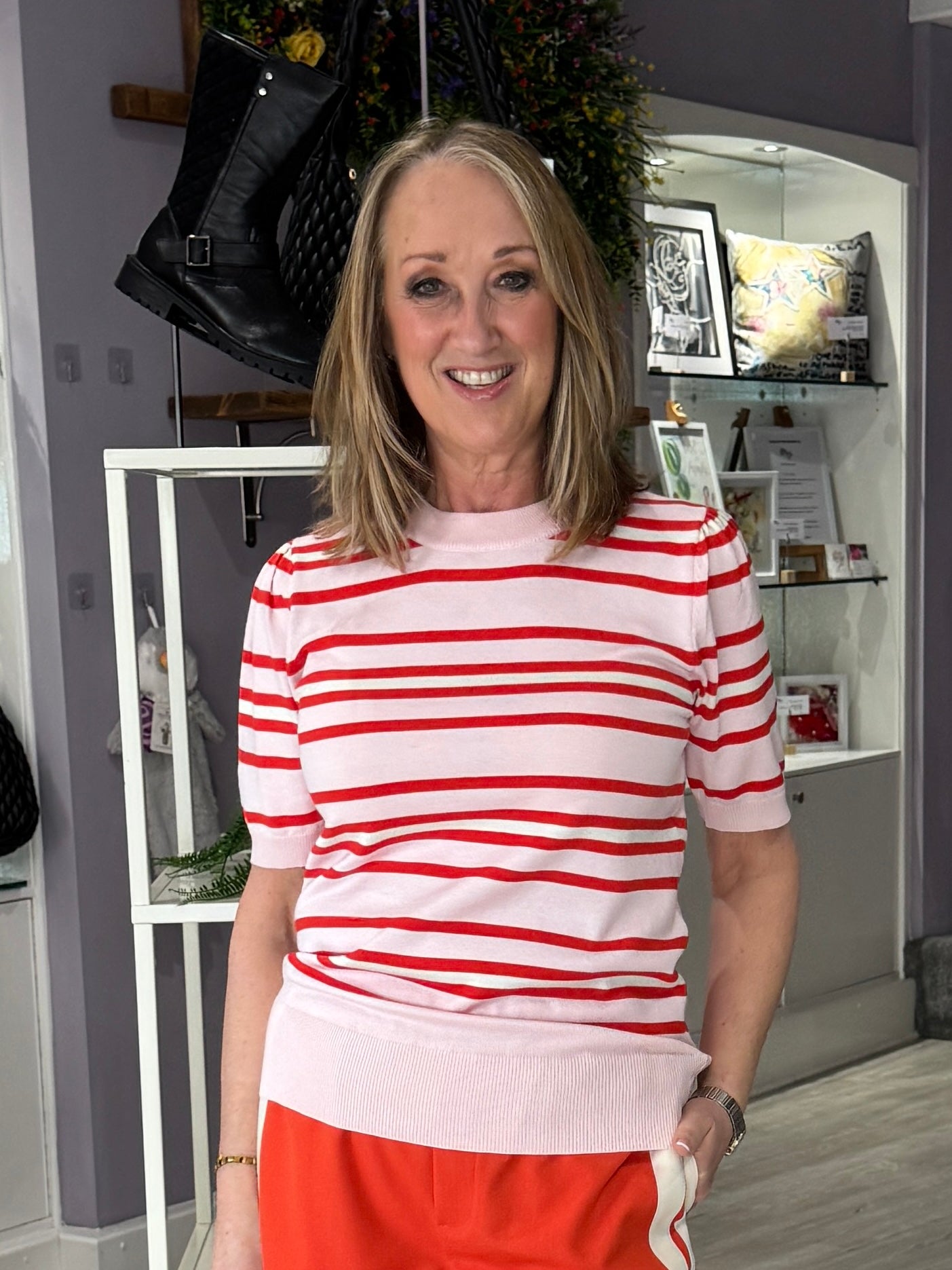 Saint Tropez Pila Jumper - Chalk Pink Red Multi Stripe