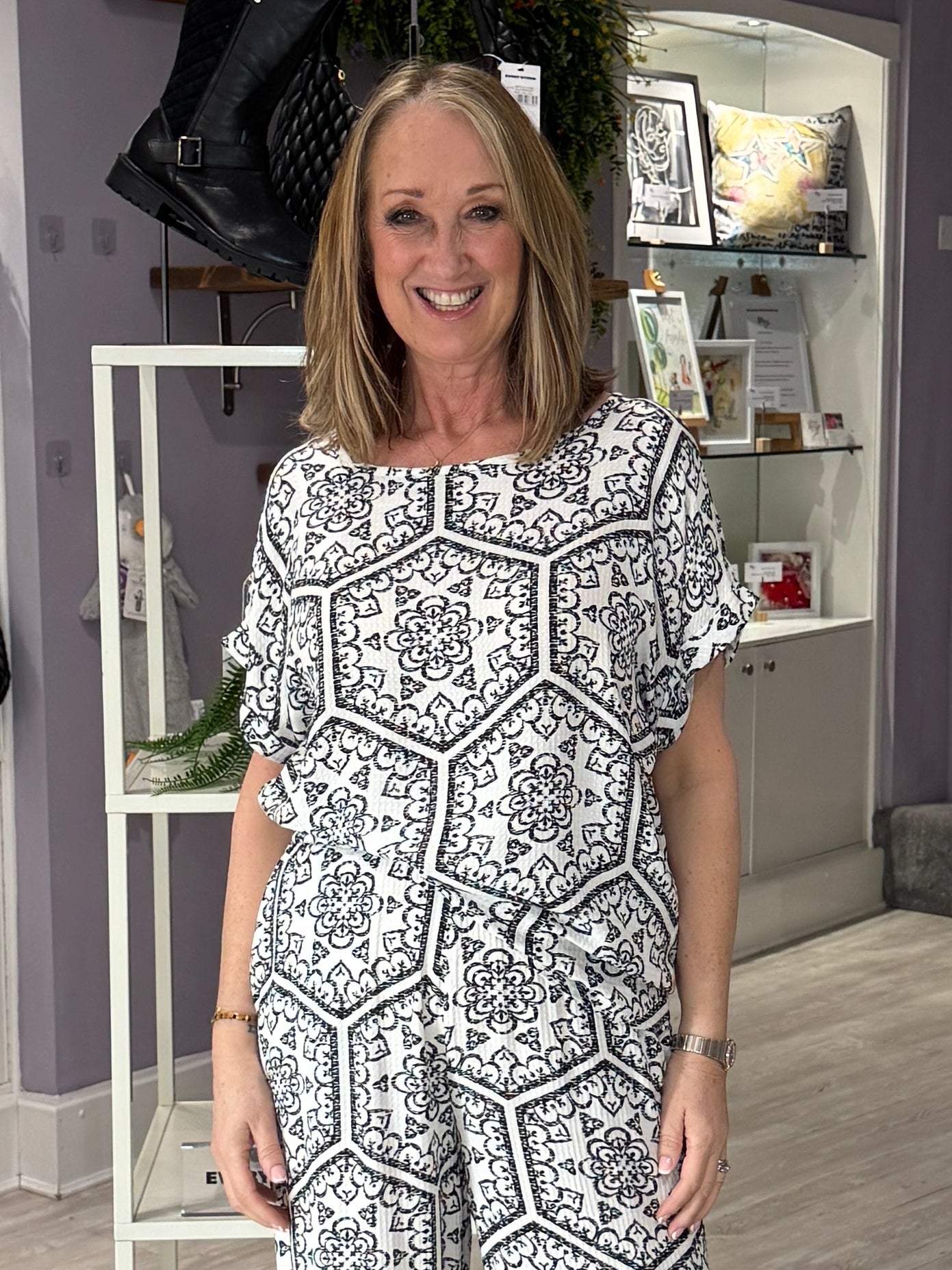 Fransa Oline Blouse - Black Boho Art