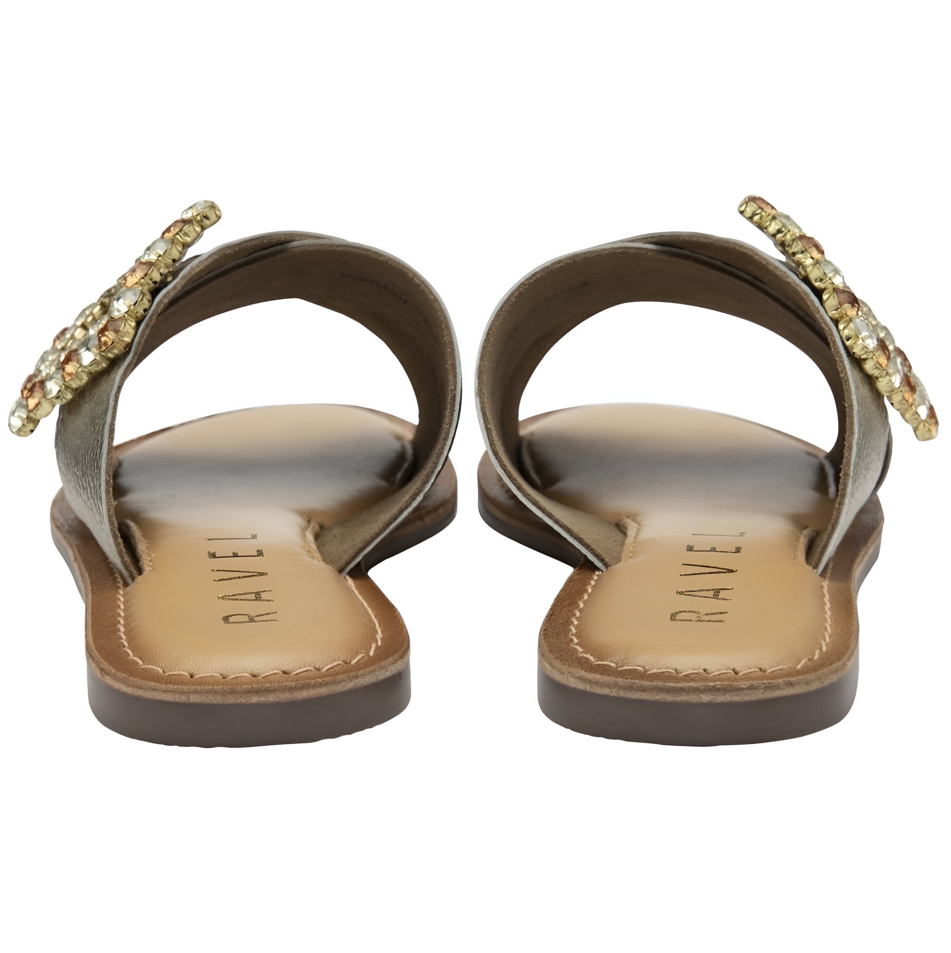 Ravel Gold Leather Polmont Flat Mule Sandals