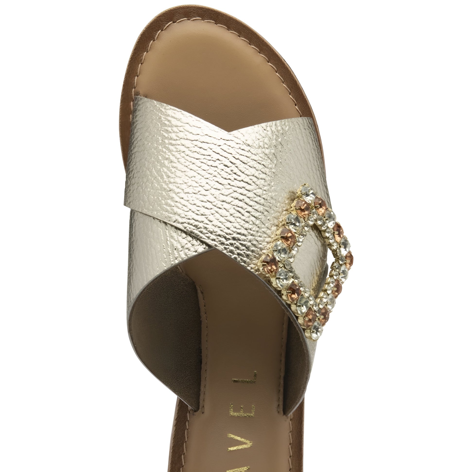 Ravel Gold Leather Polmont Flat Mule Sandals