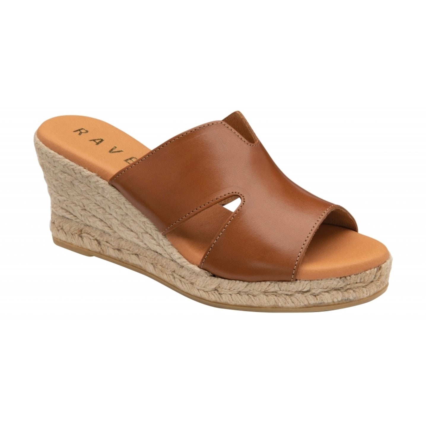 Ravel Tan Leather Arby Wedge Mule Sandal